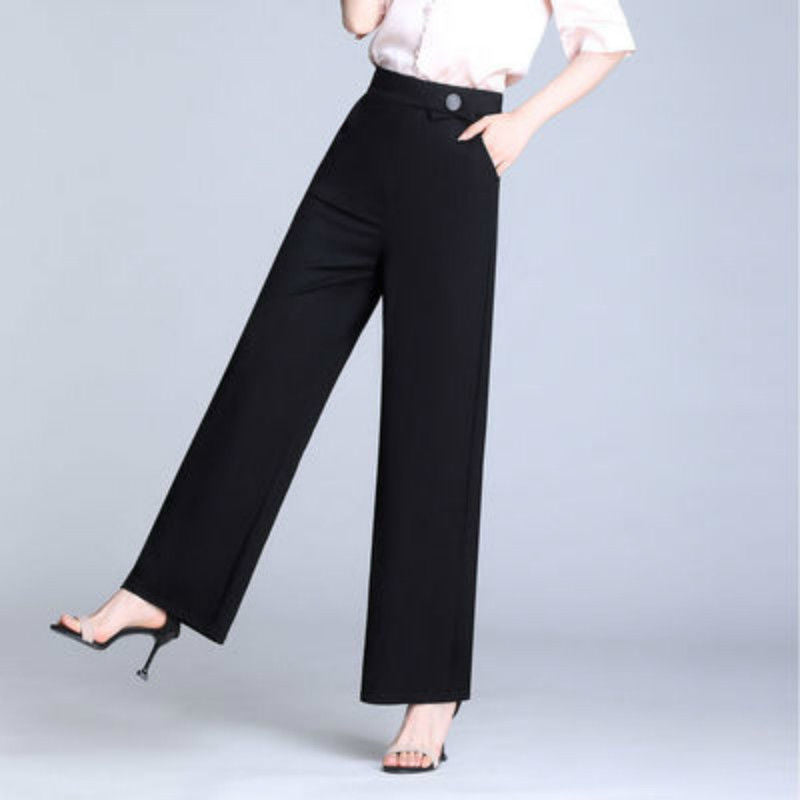 Elastic Waist Straight Leg All-Match Slim Casual Trousers