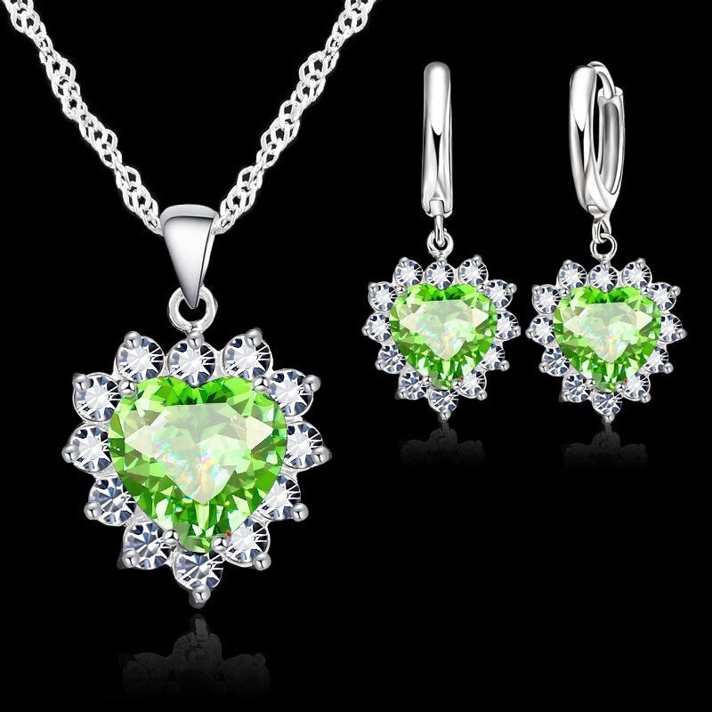 Heart-shaped earring necklace jewelry set