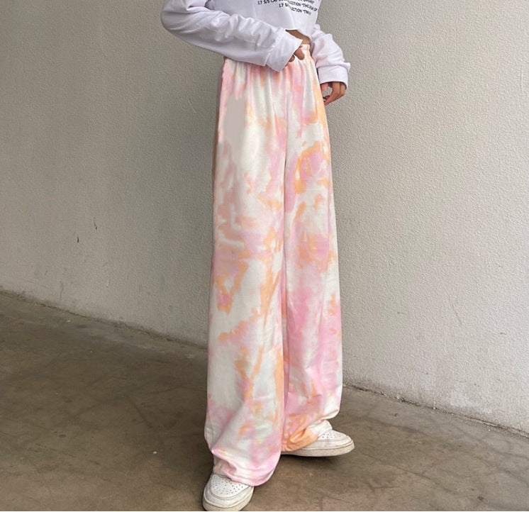 Tie Dye Wide Leg Pants Nine-quarter Pants