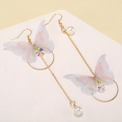 Fairy Yarn Asymmetric Butterfly Long Earring