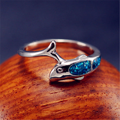 Women's Ring with Opal Dolphin