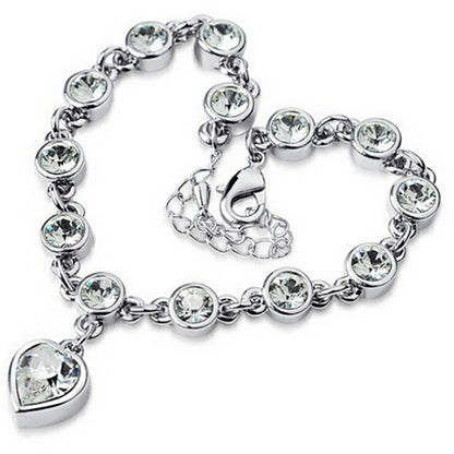 Crystal peach heart sparkling diamond bracelet