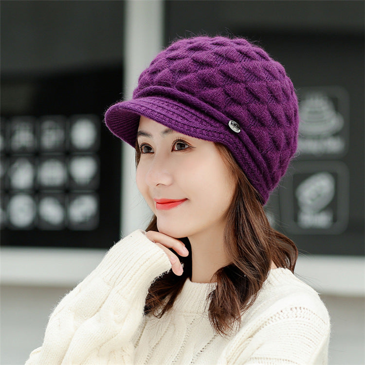 Plush thick warm ear protection scarf hat