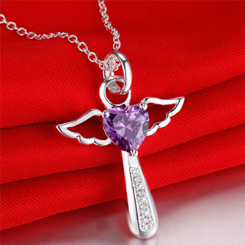 Purple zircon crystal necklace