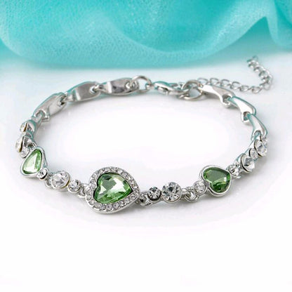 Heart-shaped Crystal Diamond Bracelet