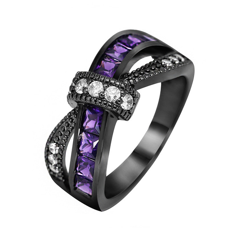 Electroplated amethyst diamond ring