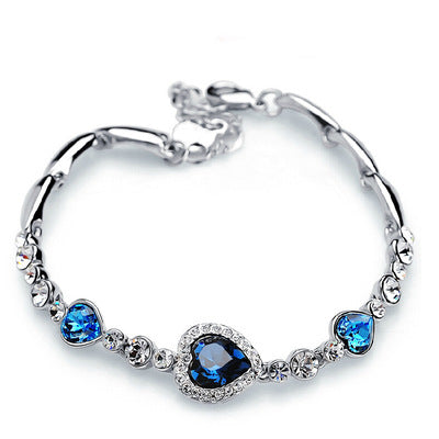 Heart-shaped Crystal Diamond Bracelet