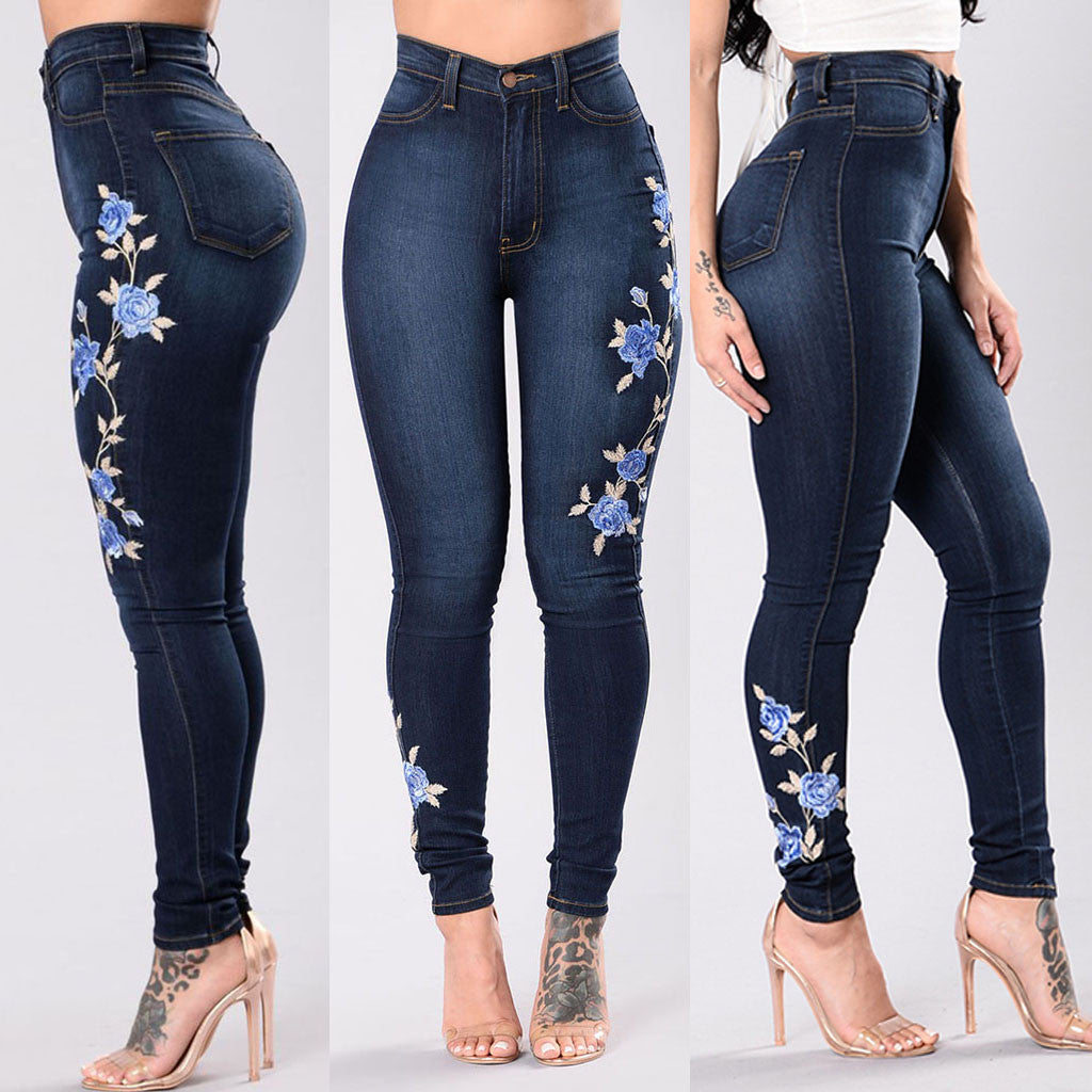 embroidered jeans