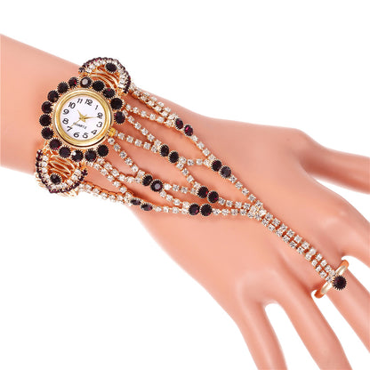 Full Diamond Claw Chain Ring Set Watch