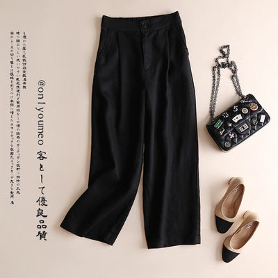 Cotton Linen Women's Wide Leg Thin Casual Pants