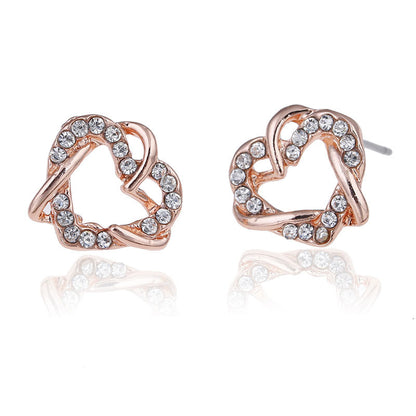 Luxury Gold Heart Rose Gold Color Stud Earring