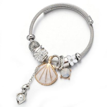 Shell string crystal bracelet