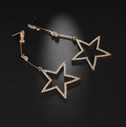 Pentagram Rhinestone Star Stud Earrings