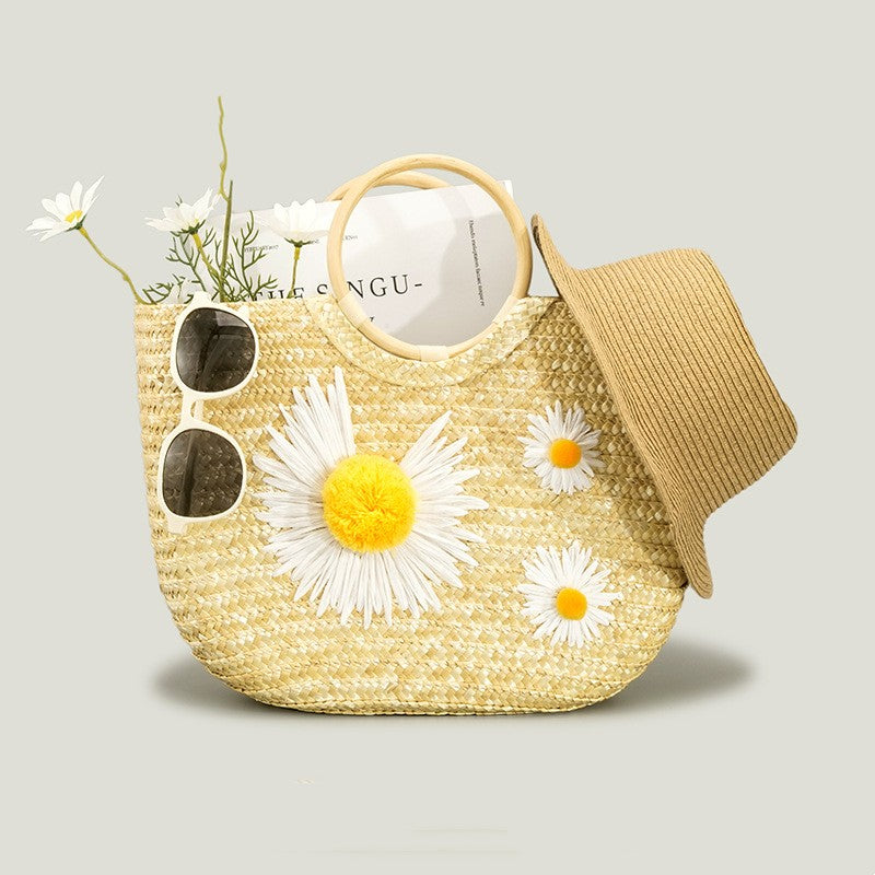 Little Daisy Straw Handbag Beach Holiday