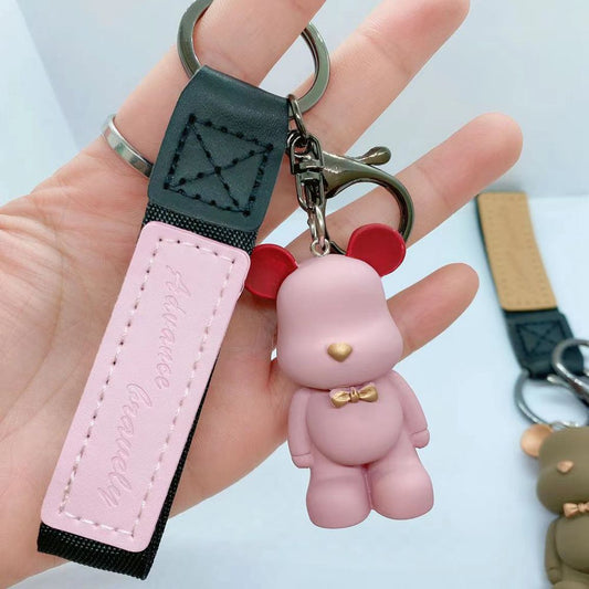 Resin Bow Tie Bear Doll Keychain