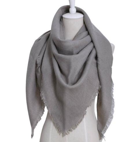 Pure Color Triangle Scarf Imitation Cashmere Warm Shawl