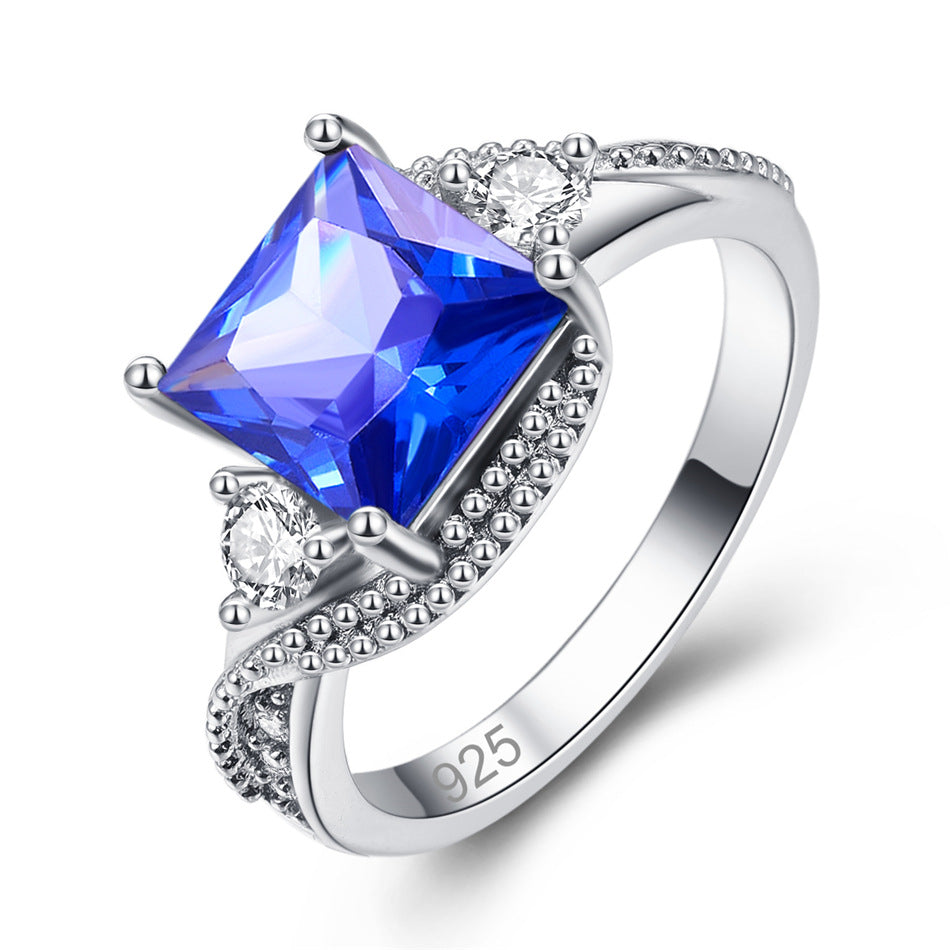 Gold-plated zircon sapphire blue ring