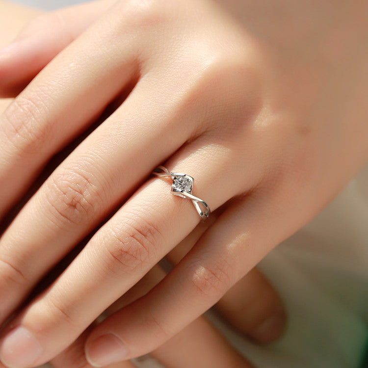 S925 sterling silver female simulation diamond ring