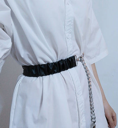 Street pats fashionable new lock head belt female chain splicing elastic waist with skirt waist seal versatile metal elastic tide