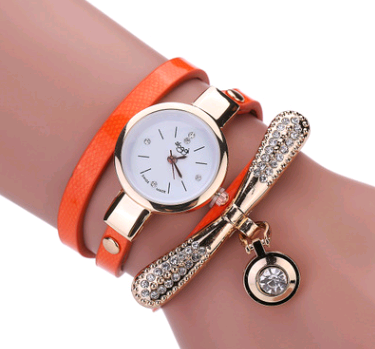 Casual three-ring winding bracelet watch