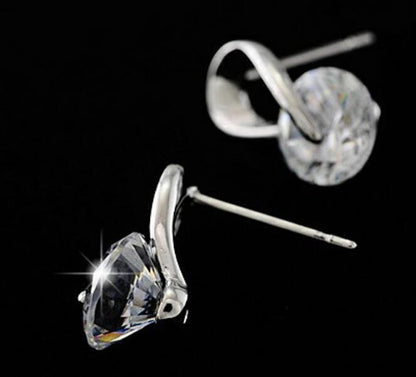 spiral crystal zircon earrings