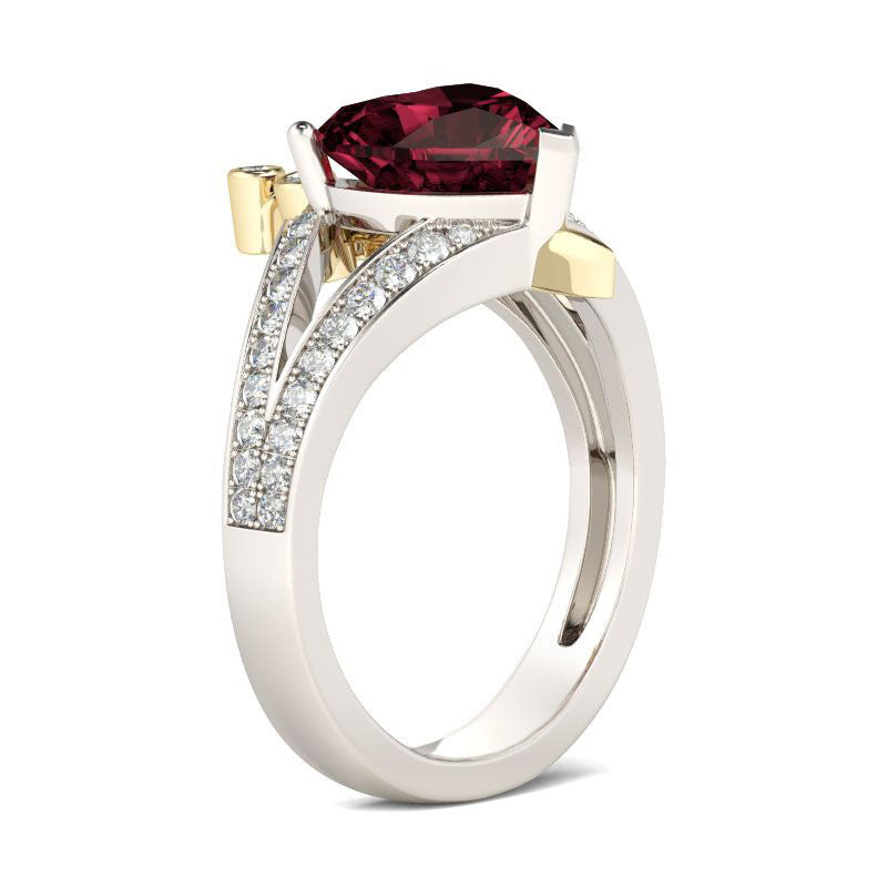 Creative Love Heart Shaped Ruby Ring