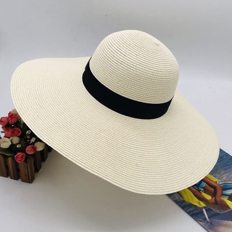 Seaside Travel Sunshade Sunscreen White Big Brim Hat