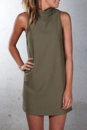 Casual high neck sleeveless dress