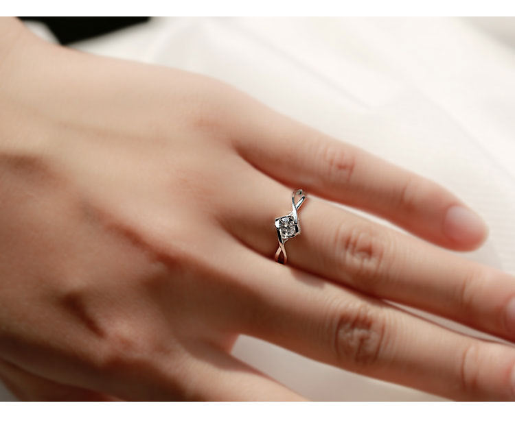 S925 sterling silver female simulation diamond ring