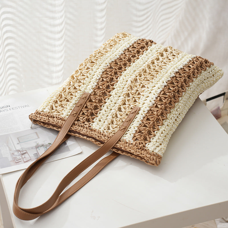 Woven Stripe Straw Bag