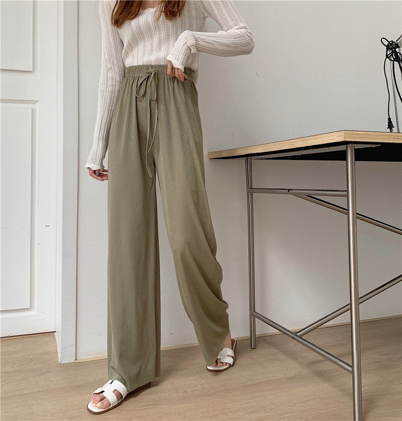 Solid Color High Waist Loose Pants