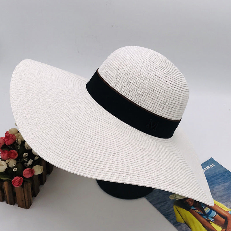 Seaside Travel Sunshade Sunscreen White Big Brim Hat