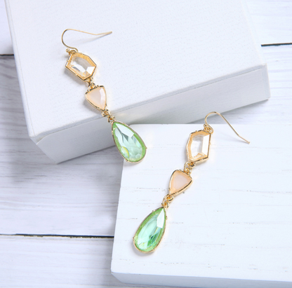 Alloy gemstone crystal drop earrings