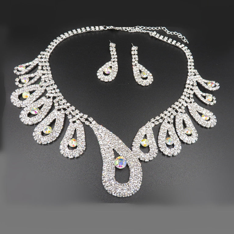 Bride Wedding Accessories Diamond Suit Set Big Chain Necklace Set