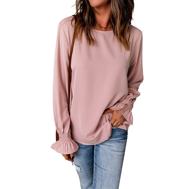 Loose Round Neck Cover Loose Chiffon Shirt