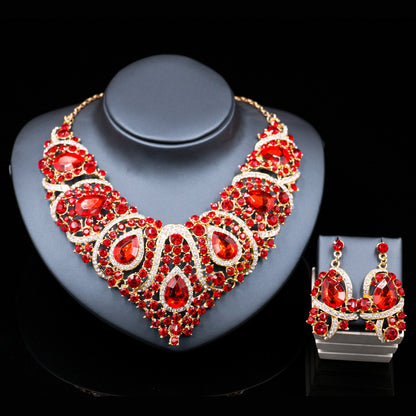 colorful bride necklace, earring set, alloy color plating