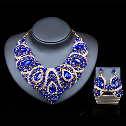 colorful bride necklace, earring set, alloy color plating