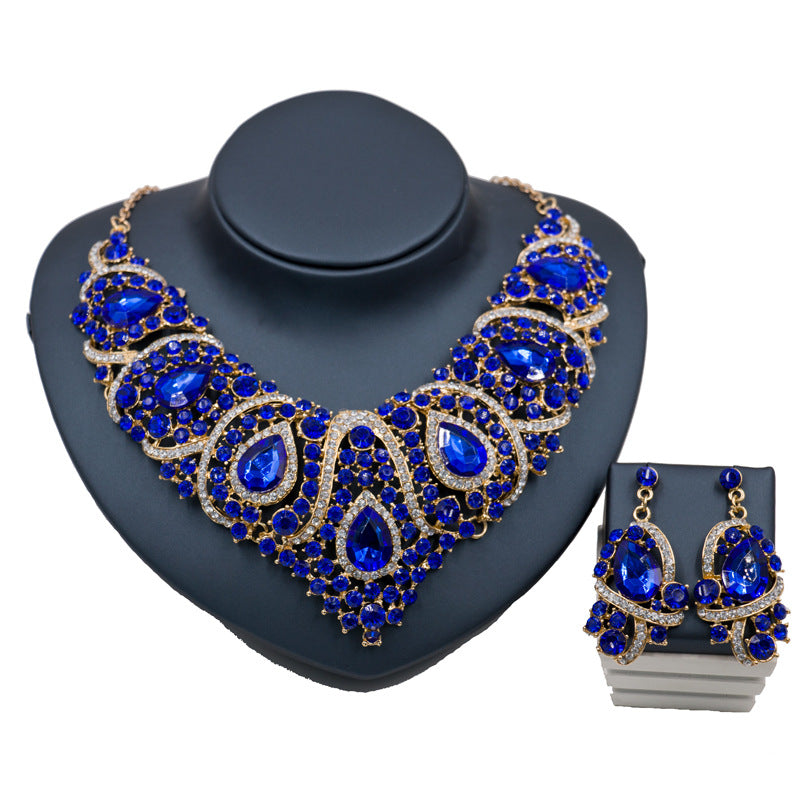 colorful bride necklace, earring set, alloy color plating