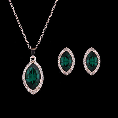 Full Rhinestone Drop Necklace And Earring Sets