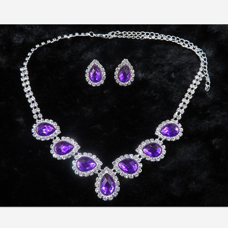 bride jewelry color diamond earrings necklace fashion necklace set