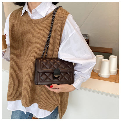 trendy fashion texture bag one-shoulder small square bag