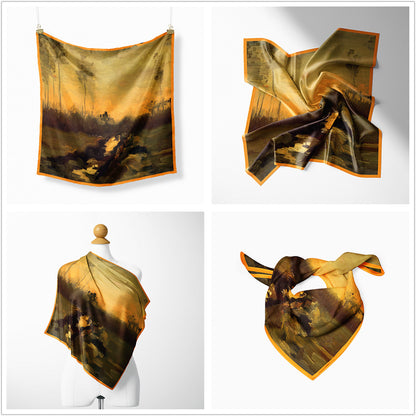 Twill Tie Wrap Silk Scarf Small Square