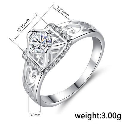 Hollow Love Heart Zircon Ring