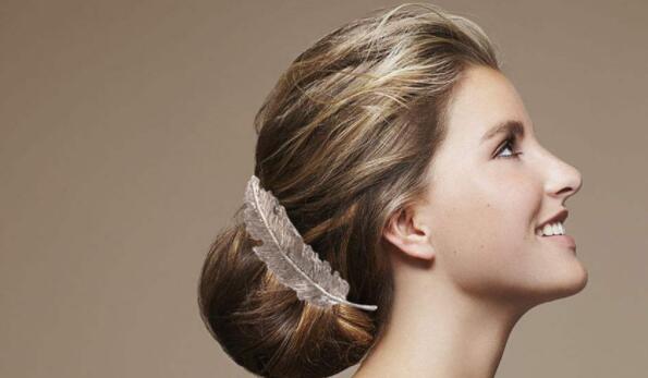 Han Edition Leaf Feather Hair Card Metal Elastic Hair Clip