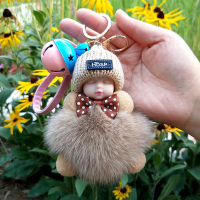 Fur Pendant Sleeping Baby Backpack Pendant