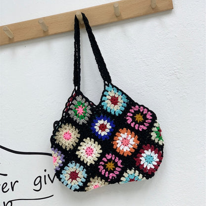 Handmade Hand Crochet Flower Woven Bag