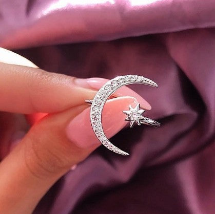 Fashion jewelry with zircon stars and moon rings