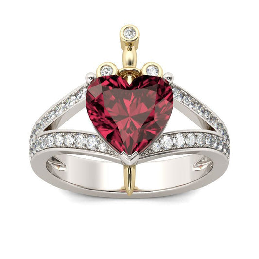 Creative Love Heart Shaped Ruby Ring