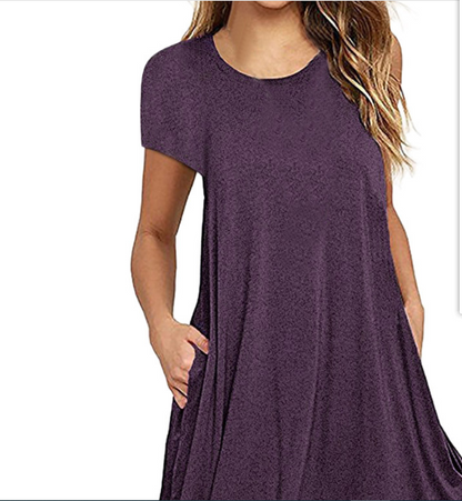 Lace panel round neck short sleeve plus size dress