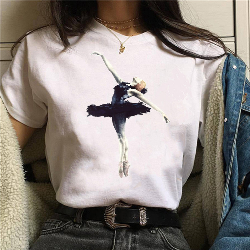 Short sleeve of figure oil painting printing